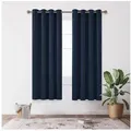 Produktbild: Deconovo Verdunkelungsvorhang Gardinen mit Ösen Blickdichte Vorhang Kälteschutz Schlafzimmer 2er Set, Blackout Curtain einfarbig Thermo Vorhang Verdunkelung Wärmeisolierend blau 117 cm x 229 cm