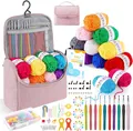 Produktbild: Häkelset für Anfänger Häkelnadel Set 12 Farben 25g Acryl Wolle 2,0-6,5 mm Erg