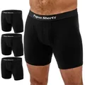 Produktbild: Papas Shorts Boxershorts Herren, Extra Lang (Packung, 3er-Pack) aus weichem Modal mit extra Beinlänge gegen Zwicken im Schritt schwarz XXL