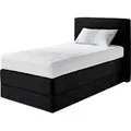 Produktbild: Boxspringbett, schwarz, B:115cm L:205cm, Microvelours (100% Polyester), WESTFALIA SCHLAFKOMFORT, Komplettbetten, Boxspringbett, wahlweise mit Kaltschaum-Topper