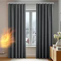 Produktbild: Deconovo Vorhänge mit Kräuselband Gardinen Kälterschutz Vorhang Verdunkelung Lärmschutz für Schiene Wohnzimmer Schlafzimmer, 175x140 cm(HöhexBreite), Dunkelgrau, 2er Set