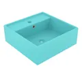 Produktbild: vidaXL Waschbecken Luxus-Waschbecken Überlauf Quadratisch Matt Hellgrün 41x41 cm