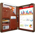 Produktbild: NEWYES NY-A403-BN-EU Konferenzmappe aus Leder, mit Reißverschluss, A4, Reisedokumentenmappe, Portfolio-Reisetasche, persönlicher Agenda-Organizer, 33,5 cm x 25 cm x 3,5 cm