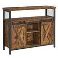 Produktbild: VASAGLE Sideboard, Küchenschrank, Aufbewahrungsschrank, mit 2 Schiebetüren, 33 x 100 x 80 cm, verstellbare Einlegeböden, für Wohnzimmer, rustikales Braun und Tintenschwarz LSC092B01