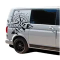 Produktbild: Finest Folia Autoaufkleber Windrose Sport Mountains 60x56cm Sticker Folie für Auto Wohnwagen Anhänger Aufkleber Selbstklebend Kfz Zubehör KX072 KX073 (Kompass schwarz, Berge Schwarz)