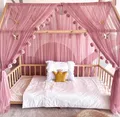 Produktbild: Baby Fancyroom Betthimmel Betthimmel Tüll Hausbett Kinderbett 2 Stück 340cm 380cm Montessori (3-tlg. Set mit 2x Betthimmel und einer 20er Pomponkette, Baldachin, Kinder Betthimmel Baldachin Himmel Deko Set), Betthimmel für Hausbett Montessori