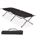 Produktbild: CampFeuer Feldbett | Schwarz | Belastbar bis 200kg | 210 x 82,5 x 45 cm | Campingliege, Sonnenliege, stabile Feldliege, Gartenliege mit Tragetasche, Angelliege, Strandliege, Klappliege, Outdoorliege