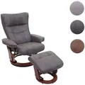 Produktbild: MCA Relaxsessel Montreal, Fernsehsessel Hocker, Stoff/Textil 130kg belastbar ~ dunkelgrau, walnussfarben