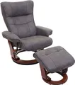 Produktbild: MCA Relaxsessel Montreal, Fernsehsessel Hocker, Stoff/Textil 130kg belastbar dunkelgrau, walnussfarben