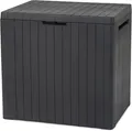Produktbild: Keter City Box Aufbewahrungsbox dunkelgrau Holzoptik Balkon Stauraum 113L 100kg