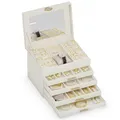 Produktbild: ADEL DREAM 5-stöckige Schmuckkästchen mit Kleeblatt-Knopf Schmuckaufbewahrung mit ausziehbarem Tablett Schmuck Organizer mit großem Spiegel,DIY verstellbare Fächer,für Mütter und Mädchen Weiß