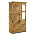 Produktbild: M MCombo Gartenschrank Holz 0120, Gerätehaus Wetterfest Klein, Outdoor Gartenhaus Geräteschuppen für Außenbereich Terrasse Balkon, 87×46×160 cm, (Natur)