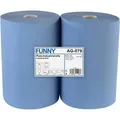 Produktbild: Funny Putztuchrolle AG-079, aus Recyclingpapier, blau, 3-lagig, 500 Blatt à 37,5 x 34 cm, perforiert, 2 Rollen