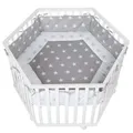 Produktbild: roba Laufgitter 'Little Stars', 6-eckig, inkl. Schutzeinlage & Rollen, Holz weiß