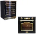 Produktbild: Kaiser Küchengeräte Backofen-Set Retro Elektro Einbau Backofen Autark 60cm 67L 8 Funktionen in Schwarz+Weinkühlschrank 145l 46 Weinflachen 2 Klimazonen Freistehend EH 6355 Em+K 64750 AD, mit 1-fach-Teleskopauszug