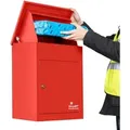Produktbild: Homescapes - smart parcel boxTM Wand-Paketkasten Paketbox Paketbriefkasten Postkaten, Entnahme vorne, Rot