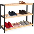 Produktbild: Relaxdays Schuhregal, Schwarz, Holz, Bambus, Rechteckig, 70x55x26 cm, Garderobe, Schuhaufbewahrung, Schuhregale