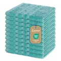Produktbild: Lavea® 10er Set Seiftuch 30x30 cm – Hochwertige Gästehandtücher 30x30 aus 100% Baumwolle, Frottierserie Elena – Saugstark, Waschbar und Strapazierfähig - Türkis
