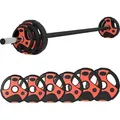 Produktbild: SPORTNOW Langhantel Set 20 kg, Verstellbares Hantelset mit rutschfestem Griff, inkl. 6 Hantelscheiben, 2 x 5kg, 2 x 2,5kg, 2 x 1,25kg - Schwarz