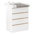 Produktbild: WOLTU Wickelkommode mit abnehmbarem Wickelaufsatz, Wickeltisch Baby, Wickelregal, Kommode mit 4 Schubladen, Höhe 110 cm, Weiß