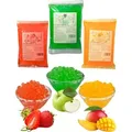 Produktbild: Bubble Tea Popping Boba Mix - 3 x 600g Erdbeer+Mango+Grünapfel Boba Fruchtperlen - Natur&Vegan&Glutenfrei Perlen - Aktion: 1 Gratis 600g Packung