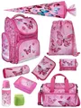 Produktbild: Familando Schulranzen 1. Klasse · ergonomischer Tornister · Schultasche für Jungen und Mädchen (Komplett Set mit Schultüte, Butterfly Schmetterlinge Pink)