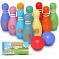 Produktbild: Pink Papaya XL Kegelspiel für Kinder - 12 teiliges Bowling Set, Outdoor & Indoor Spielzeug aus FSC-zertifiziertem Holz, schult & fördert Ihr Kind