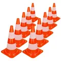 Produktbild: Ecd Germany - 10 Stück Verkehrskegel Pylone 47 Cm, Orange-weiß, Verkehrsleitkegel Mit 2 Reflektierenden Streifen, Stapelbar & Flexibel, Warnleitkegel Warnkegel Leitkegel Verkehrshütchen Markierungskegel