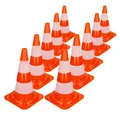 Produktbild: ECD Germany Warndreieck Verkehrsleitkegel aus PVC mit 2 reflektierenden Streifen, 10-tlg., Verkehrskegel Pylone 47cm Warnleitkegel Warnkegel Leitkegel