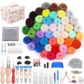 Produktbild: Riddur 385-teiliges Nadelfilz-Set, 45 Farben Filzwolle Trockenfilzen Starterset, Grundlegenden Filzwerkzeugen und Zubehör, Weichem Nadelfilzpad für Diy Bastelprojekte und Handarbeiten