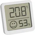 Produktbild: TFA Dostmann Digitales Mini Thermo-Hygrometer, 30.5053.02, Innentemperatur und Luftfeuchtigkeit, klein und handlich, zum Stellen oder Aufhängen, weiß