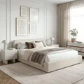 Produktbild: IDIMEX Polsterbett MARINI Doppelbett 140x200 cm in cremeweiß - Bett gepolstert mit Lattenrost, modernes Design & stabiles Holzgestell mit Kunststofffüßen