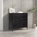 Produktbild: Kommode Schwarz 75x35x70 Cm Massivholz Kiefer Vidaxl