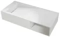 Produktbild: Bernstein Wand-Waschbecken PB2088-100 x 46 x 20 cm Weiß Matt - Mineralguss-Waschtisch Solid Stone - Hänge-Waschbecken mit Ablaufrinne und Ablagefach - Rechteckiges Waschbecken ohne Armaturenloch
