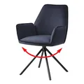 Produktbild: Mendler Esszimmerstuhl HWC-G67 Samt MVG - anthrazit-blau, Beine schwarz