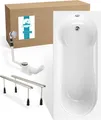 Produktbild: Calmwaters® Rechteck Badewannen-Set 180x80 cm mit Wannenfüßen & Ablaufgarnitur, Acrylwanne Modern Small 2 mit integriertem Duschbereich, Set Badewanne komplett, 180 x 80 cm, Weiß, 99000290