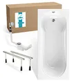 Produktbild: Calmwaters® Rechteck Badewannen-Set 180x80 cm mit Wannenfüßen & Ablaufgarnitur, Acrylwanne Modern Small 2 mit integriertem Duschbereich, Set Badewanne komplett, 180 x 80 cm, Weiß, 99000290