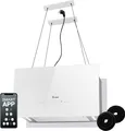 Produktbild: KKT KOLBE  Dunstabzugshaube 60 cm 764 cbm/h Umluft | Smart WLAN WiFi App | Inselhaube freihängend | Deckenmontage | Edelstahl | Weißes Glas | LED-Beleuchtung | Nachlaufautomatik | CUBE60W