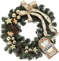 Produktbild: Kunstkranz Weihnachtskranz Türkranz Weihnachten Künstlich Durchmesser 35 cm, Creative Home, Adventskranz für Haustür Wand Tisch, Indoor & Outdoor, Winter Deko