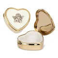 Produktbild: NKlaus Herz Metall Etui gold Deckel Emaille Engel - Motiv 3,5x4cm Rosenkranz Dose 2529
