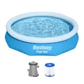 Produktbild: Aufstellpool Garten-Swimmingpool mit Filterpumpe Pool blau rund Ø 305 x 66 cm