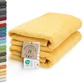 Produktbild: ZOLLNER 2er Set Saunatücher - weiche und saugstarke Handtücher - waschbar bis 95°C - Baumwolle -70x200 cm in gelb