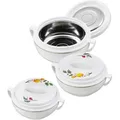 Produktbild: 3/6tlg. KING® Thermobehälter-Set CITRUS ca. 5.3L / 3x Thermobehältergrößen: 1200ml, 1600ml und 2500ml / Farbe: Weiß mit Motiv - Weiß