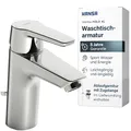 Produktbild: HANSA POLO XL Waschtischarmatur I Wasserhahn Badezimmer mit Temperatur & Wassermengenbegrenzer | XL für mittelgroße bis große Bäder | Ablaufgarnitur mit Zugstange | Einhebelmischer Waschbecken | Chrom