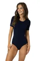 Produktbild: Alkato Body Damen Kurzarm aus Baumwolle – Bequemer Damen Body mit Rundhalsausschnitt und Druckknopfverschluss, Farbe: Dunkelblau, Größe: M (Long 170-176 cm)