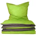 Produktbild: Schiesser Bettwäscheset Doubleface - Renforcé - 2-teilig - 135 x 200 cm - Grün-Dunkelgrau