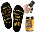 Produktbild: Männer Geschenk Bring mir Bier Socken mit Edelstahl Flaschenöffner Karte Schwarz