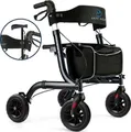Produktbild: Safe Age® Rollator: Leicht und faltbar – mit Sitzfunktion – für drinnen und draußen – inklusive Rückenlehne und Gehstockhalter