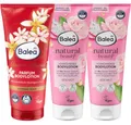 Produktbild: Balea 3er-Set Hautpflege: Parfum Bodylotion Glamorous Moment spendet Feuchtigkeit mit orientalisch-blumigem Duft, 200 ml + 2 x Körperlotion Natural Beauty Rose Mandelöl Drachenfrucht, 200 ml (600 ml)