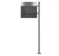Produktbild: ML-DESIGN Standbriefkasten Wandbriefkasten Briefkasten Postkasten mit Zeitungsfach inkl. Standfuß, Briefkastenanlage mit Ständer Silber 120cm Mailbox mit Pfosten